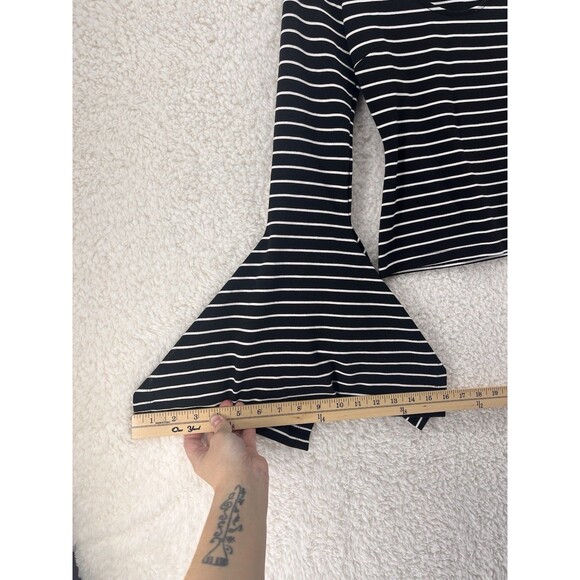 Torn by Ronny Kobo Top Women's Small Striped Flared Bell Sleeve Y2K Retro Grunge - Picture 5 of 9